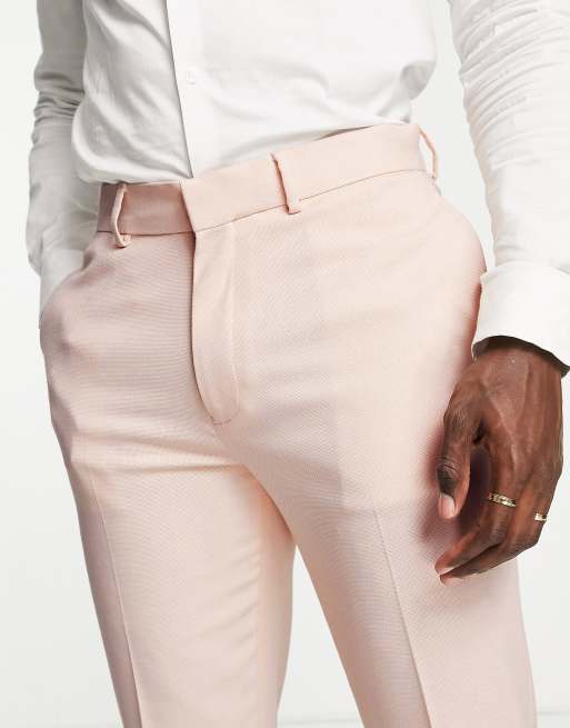 ASOS DESIGN wedding slim suit pants with micro texture in stone