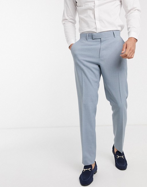 ASOS DESIGN wedding slim suit trousers in crosshatch in soft blue