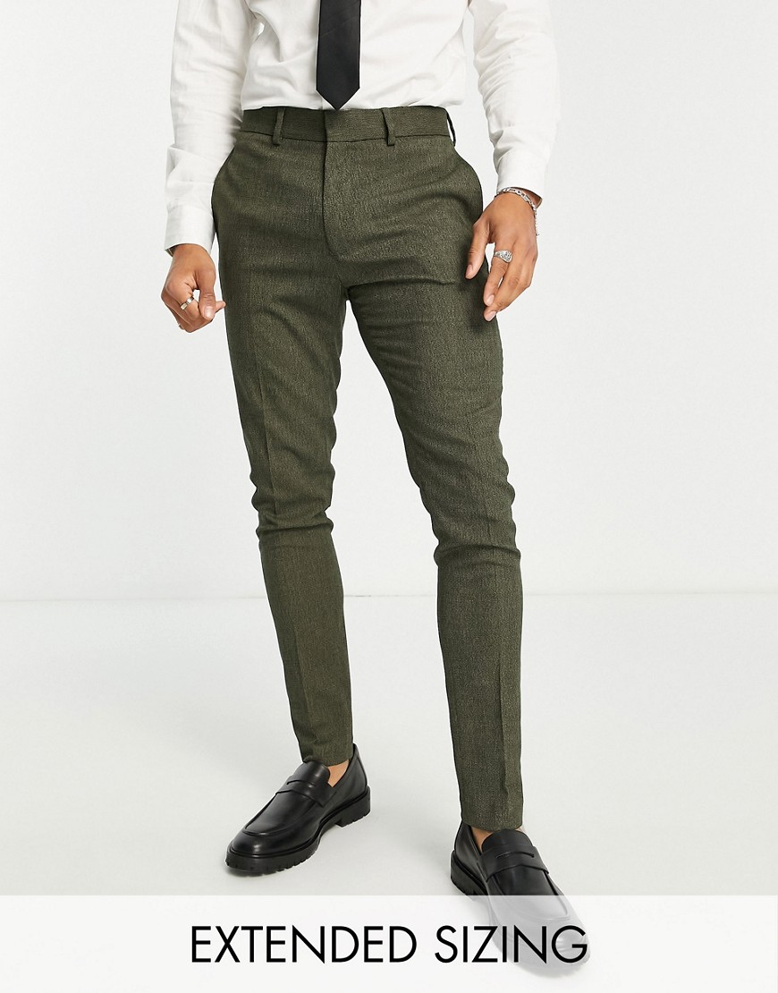 ASOS DESIGN wedding slim suit trousers in forest green micro texture