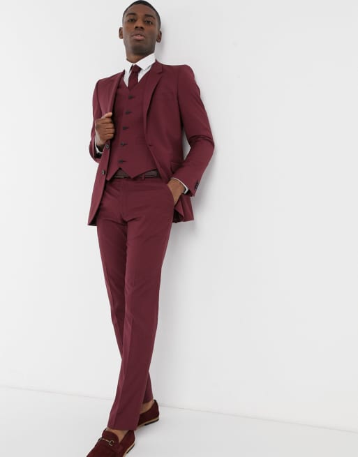 burgundy suit waistcoat