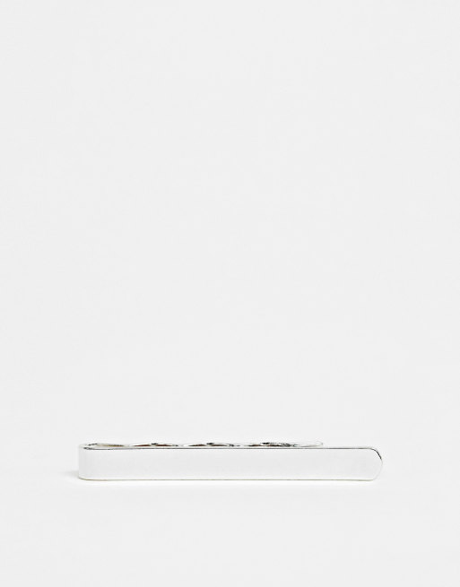 ASOS DESIGN wedding slim tie bar in silver tone, 2 of 4