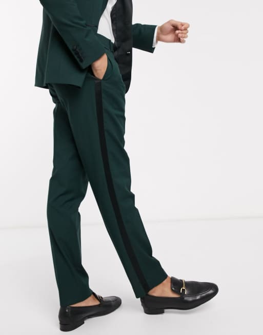 ASOS DESIGN wedding slim tuxedo suit pants in forest green | ASOS