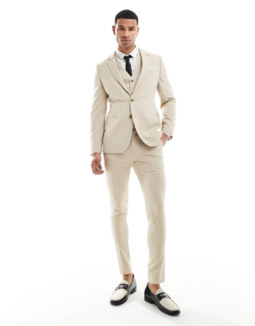 ASOS DESIGN wedding - Smal colbert in kiezelkleur