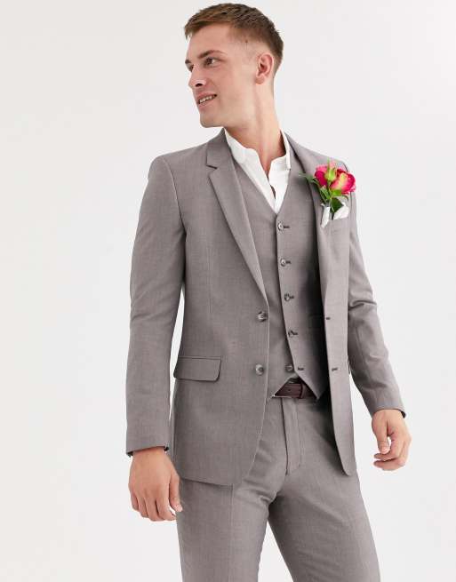 ASOS DESIGN Wedding - Lilla/gråmeleret smalt jakkesæt, 2 af 3