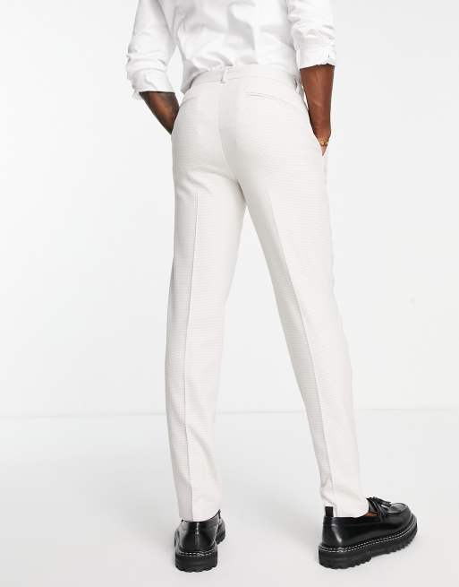 ASOS DESIGN Wedding - Smalle pantalon in stone met birdseye-textuur, 2 van 4