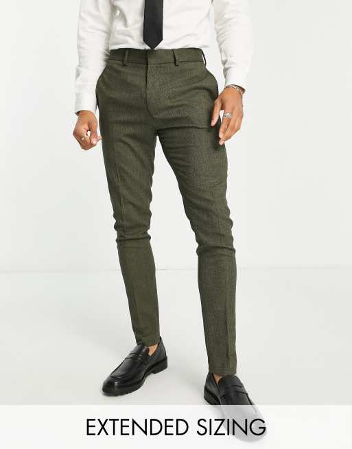 ASOS DESIGN Wedding - Smalle pantalon met micro textuur in bosgroen