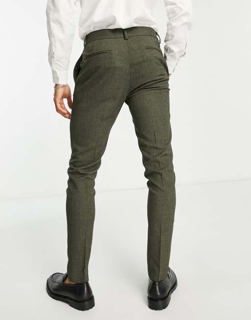 ASOS DESIGN Wedding - Smalle pantalon met micro textuur in bosgroen, 2 van 4