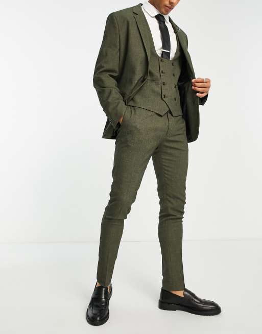 ASOS DESIGN Wedding - Smalle pantalon met micro textuur in bosgroen, 4 van 4