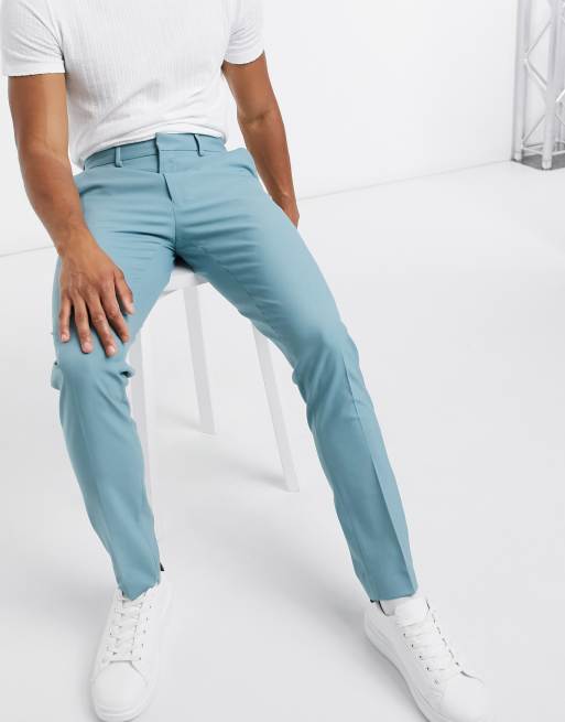 ASOS DESIGN Wedding smart skinny pants in pastel blue ASOS