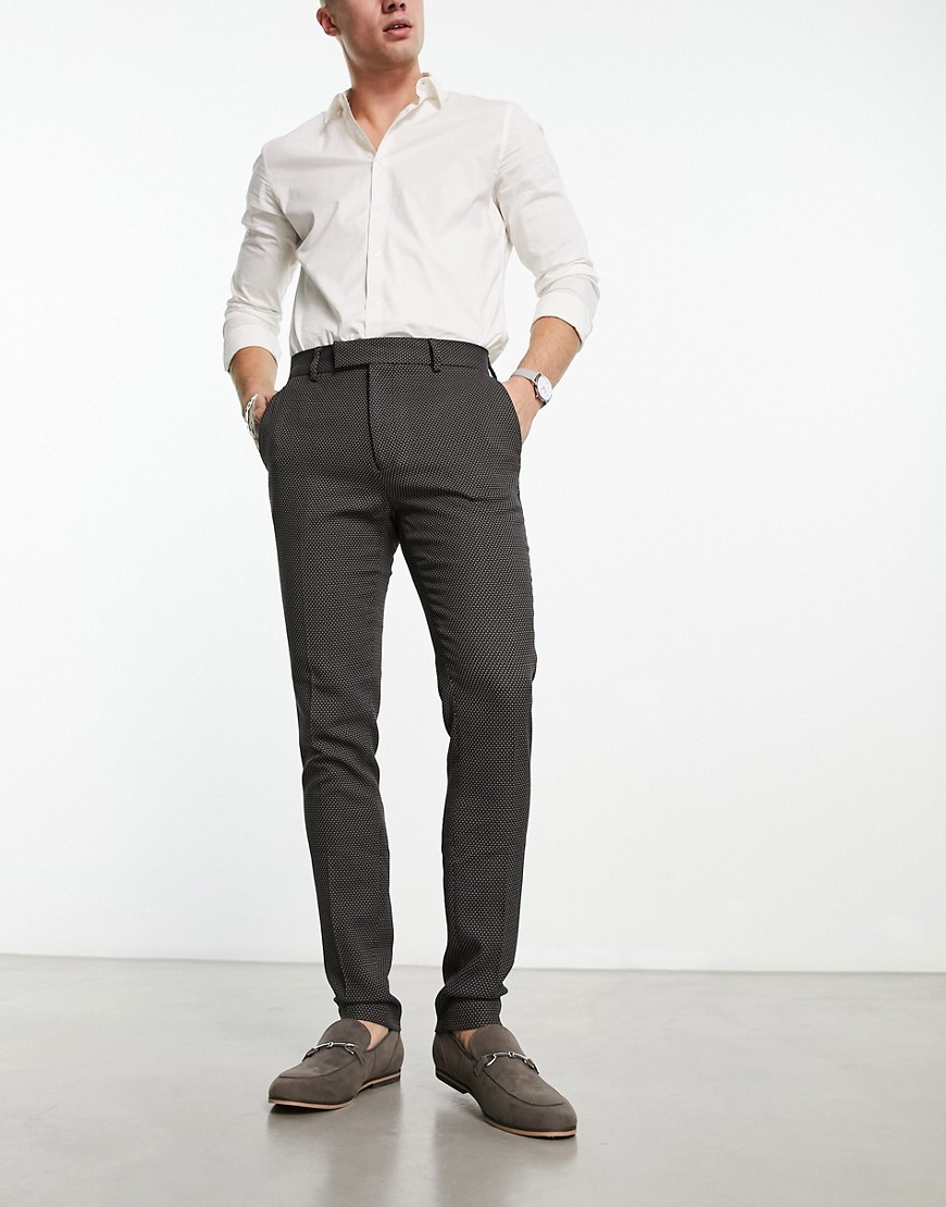 wedding smart skinny pants with micro texture in gray