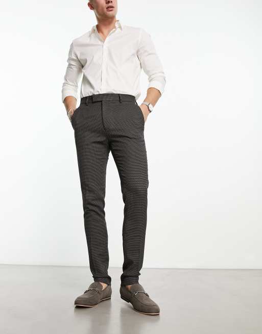 ASOS DESIGN wedding smart skinny pants with micro texture in gray