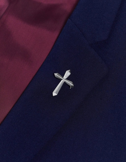 ASOS DESIGN Wedding - Spilla a croce color argento brunito