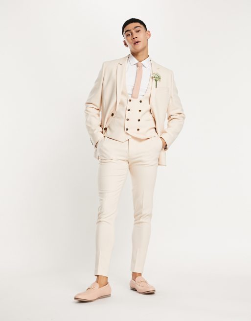 ASOS DESIGN Wedding – Stenfärgad kavaj med mikrostruktur och supersmal passform, del av kostym, 4 av 4