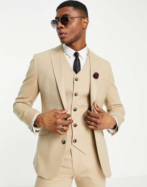 ASOS DESIGN Wedding - Stenfarvet habitjakke i skinny pasform og mikro-tekstur - view 1