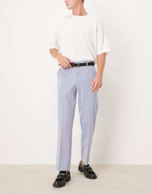 Asos Design Wedding Straight Leg Dress Pants In Dusty Blue