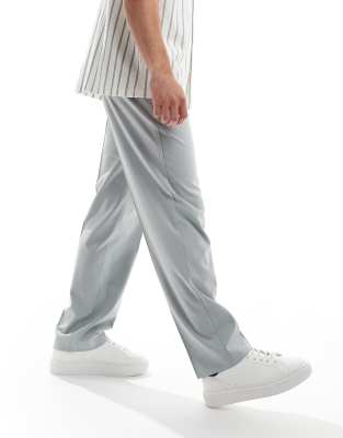 Wedding straight leg dress pants in light gray