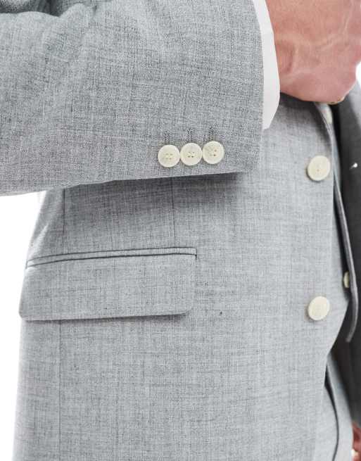 ASOS DESIGN Wedding – Strukturierte Skinny-Fit-Anzugjacke in Hellgrau meliert, 4 von 5