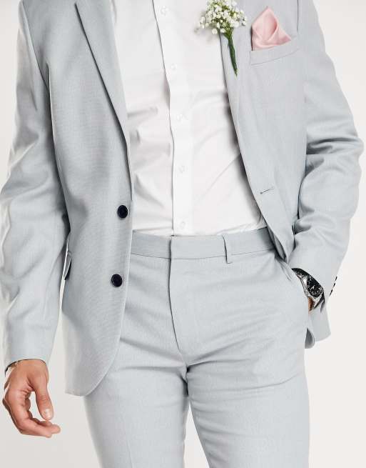 ASOS DESIGN wedding - Super Skinny-bryllupshabitbukser i lyseblå med mikro-tekstur, 2 af 4