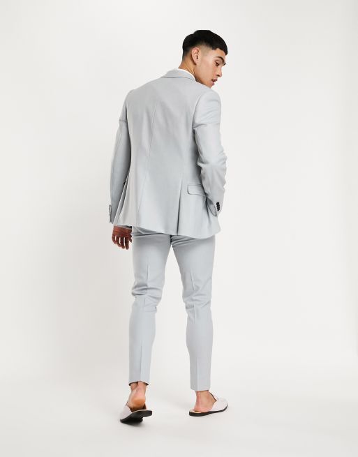 ASOS DESIGN wedding - Super Skinny-bryllupshabitbukser i lyseblå med mikro-tekstur, 3 af 4