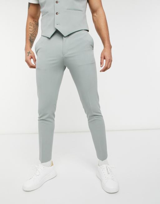 ASOS DESIGN Wedding - Super skinny-habitbukser i salviegrøn