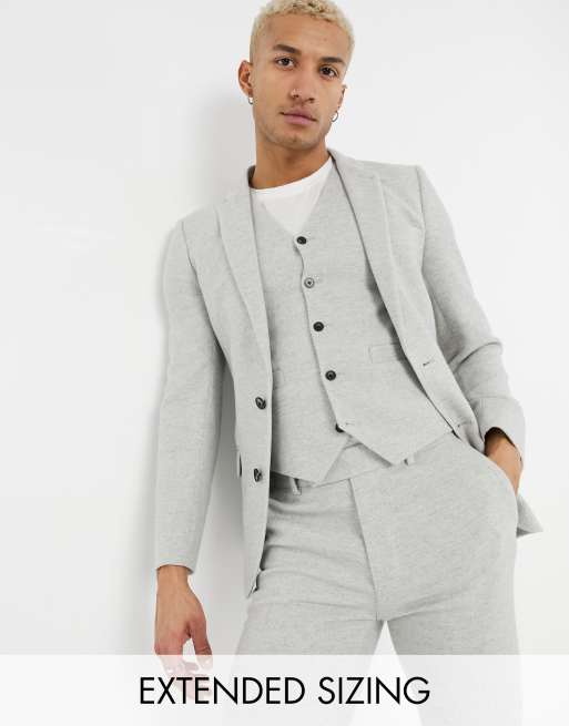 ASOS DESIGN Wedding - Super Skinny habitjakke i isgrå twill-uldblanding