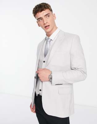 ASOS DESIGN wedding super skinny micro texture blazer in ice grey