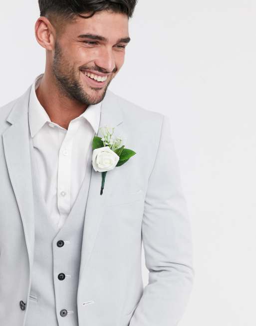 ASOS DESIGN wedding super skinny oxford blazer in ice grey | ASOS