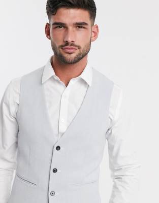 ASOS DESIGN WEDDING SUPER SKINNY OXFORD VEST IN ICE GRAY,CRASH WALLOP IG1 WC