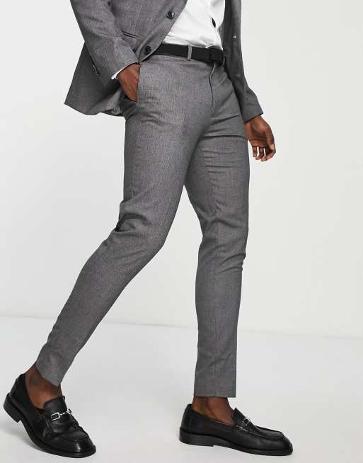ASOS DESIGN Wedding - Super skinny pantalon in antracietgrijs met microstructuur