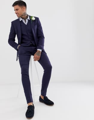 asos blue check suit