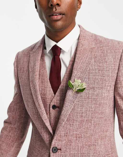 Extra Slim Burgundy Herringbone Knit Suit Jacket