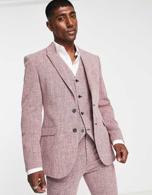 ASOS DESIGN wedding super skinny suit jacket in burgundy