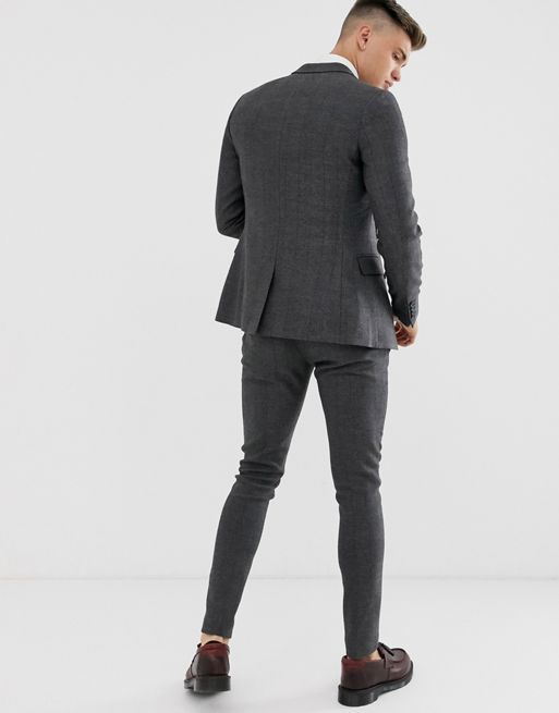 ASOS Super Skinny Four Button Suit in Charcoal