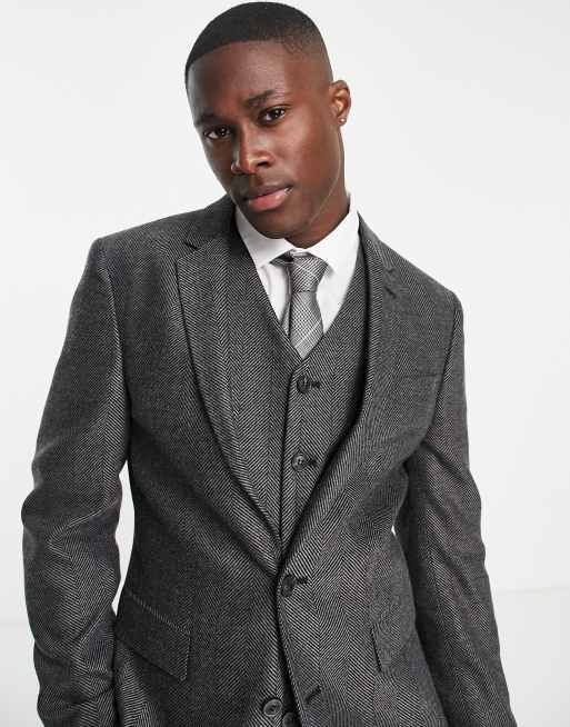 ASOS Super Skinny Four Button Suit in Charcoal