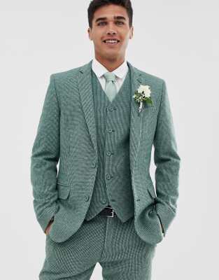 sage green tweed suit