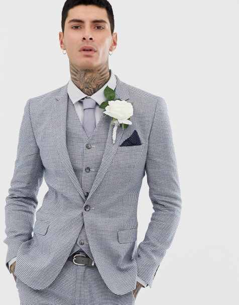 ASOS DESIGN wedding super skinny suit jacket in grey linen - view 1
