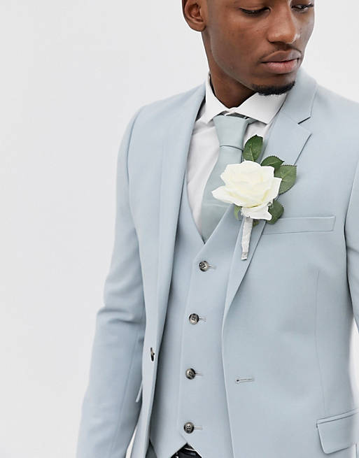  wedding super skinny suit jacket in ice blue 