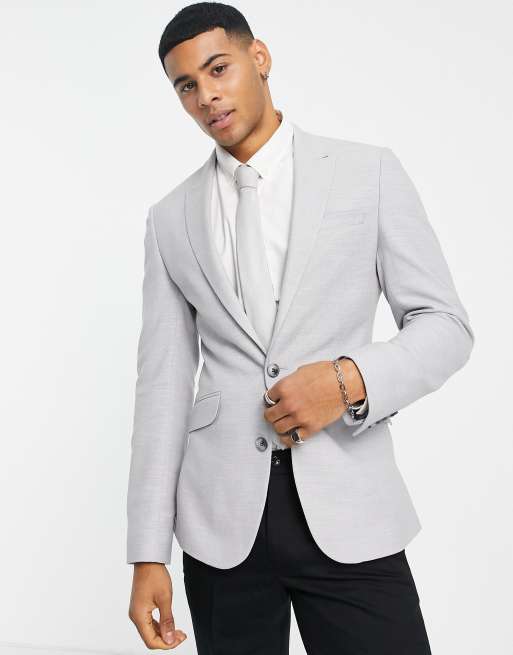 ASOS DESIGN wedding super skinny suit jacket in stretch cotton linen in  mint green