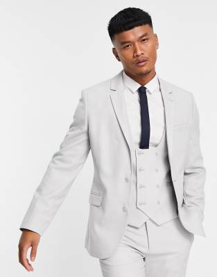 ASOS DESIGN wedding super skinny suit jacket in ice grey micro texture