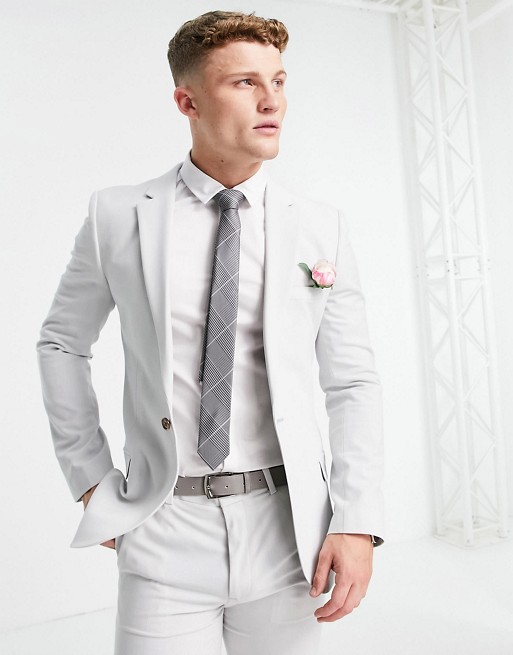 ASOS DESIGN wedding super skinny suit jacket in ice grey