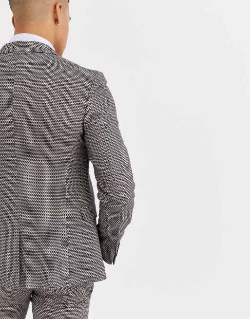 ASOS DESIGN wedding super skinny suit jacket in micro texture in grey, 2 of 4