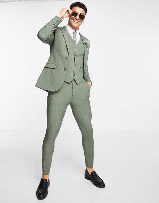 ASOS DESIGN slim tuxedo blazer in sage green