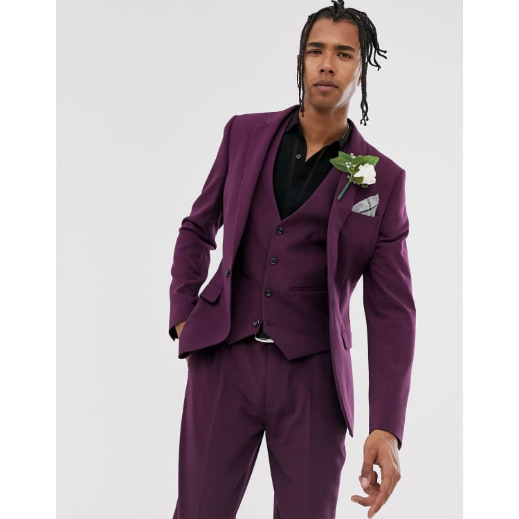 Purple tuxedo store wedding