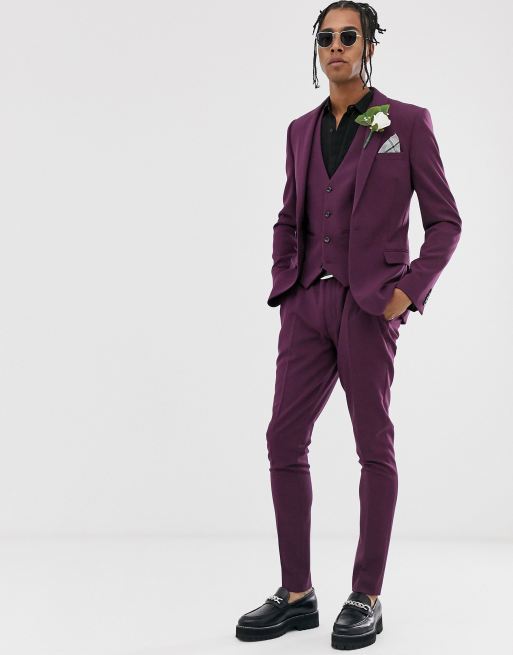 ASOS DESIGN wedding super skinny suit jacket in purple