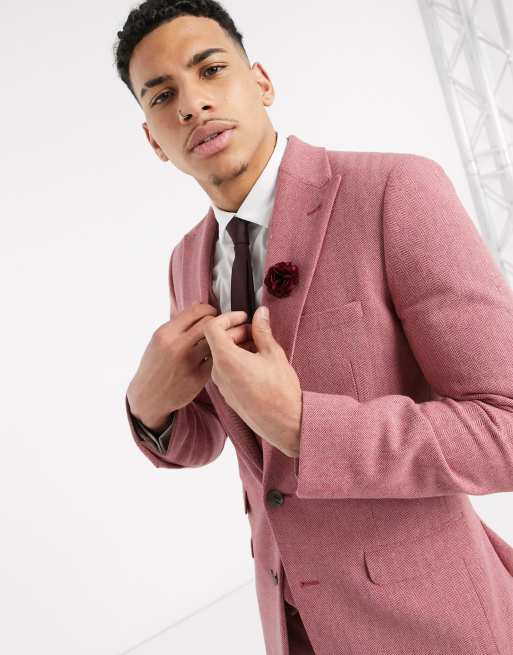 Asos pink hot sale suit men