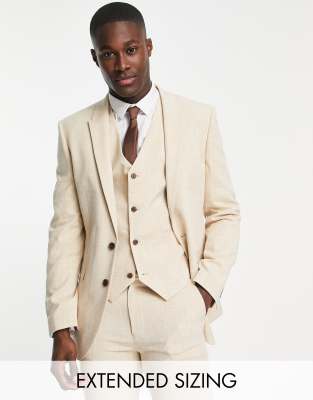 Asos Design Wedding Super Skinny Suit Jacket In Stone Crosshatch-neutral