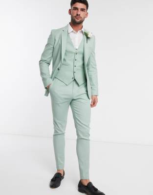 mint green linen suit