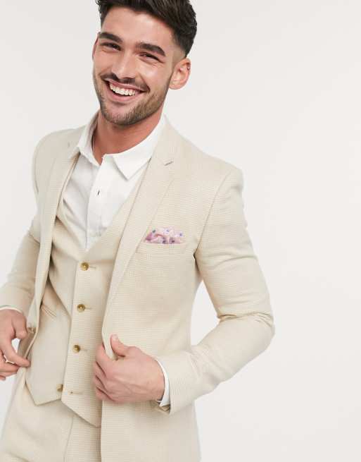 Stone Linen and Cotton Suit Jacket