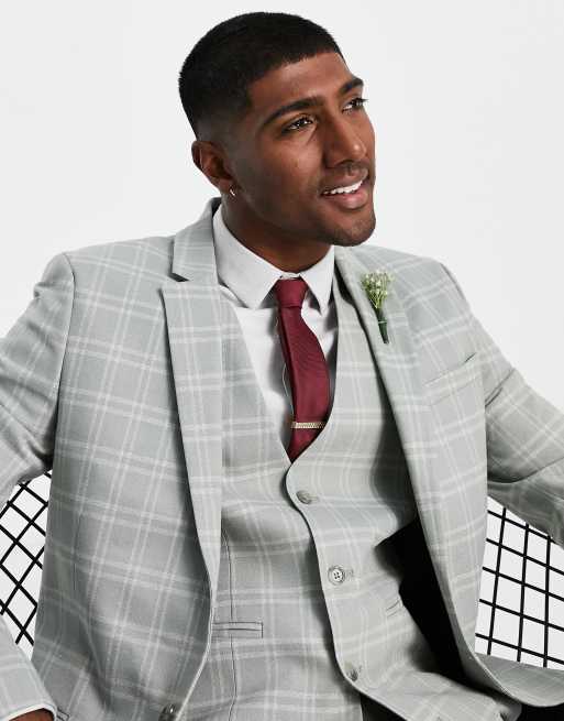 Asos grey hot sale check suit