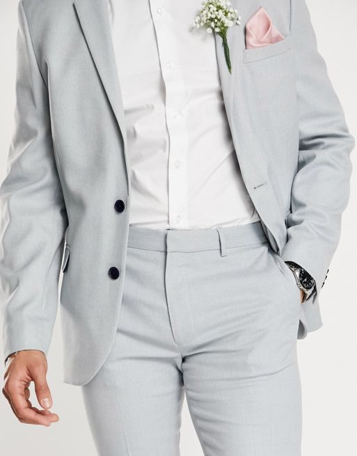 ASOS DESIGN wedding super skinny suit pants in micro texture in black